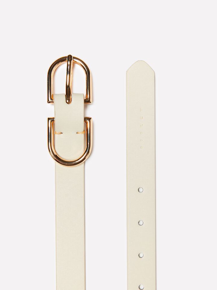 Cream white belt with gold buckle - women's belts - Creamy White | Sisley image number 2